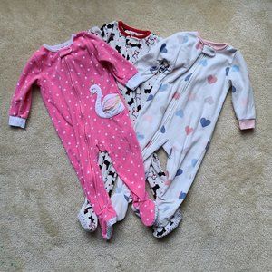 Bundle of Carter's Fleece Footed PJs Toddler Girl Size 18M